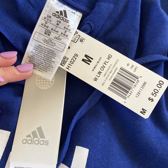Mens Adidas Blue Hoodie, Size Medium - Picture 8 of 8